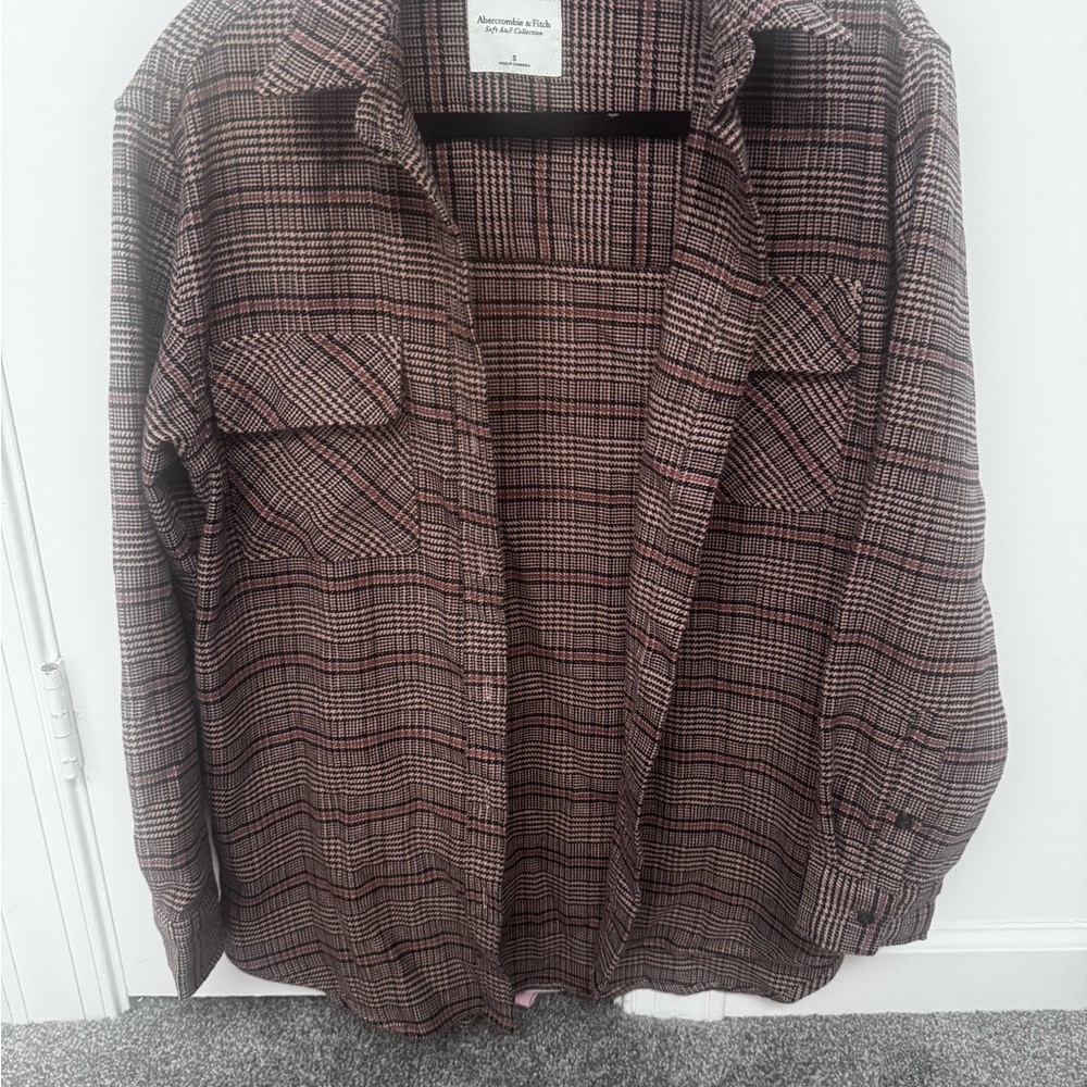 Abercrombie & Fitch Women's Plaid Button Down Shirt - Brown and Black